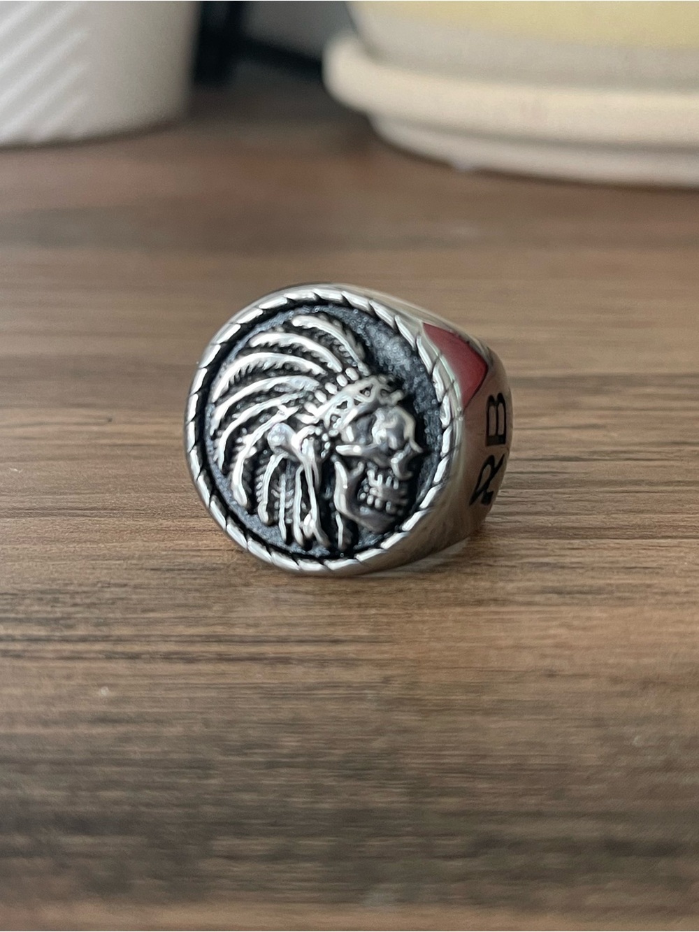 Men's Silver-Tone Skull Signet Ring
